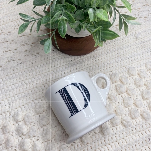 ANTHROPOLOGIE Porcelain Ceramic Monogram Coffee Tea Cup Mug “D” Initial - Picture 7 of 7